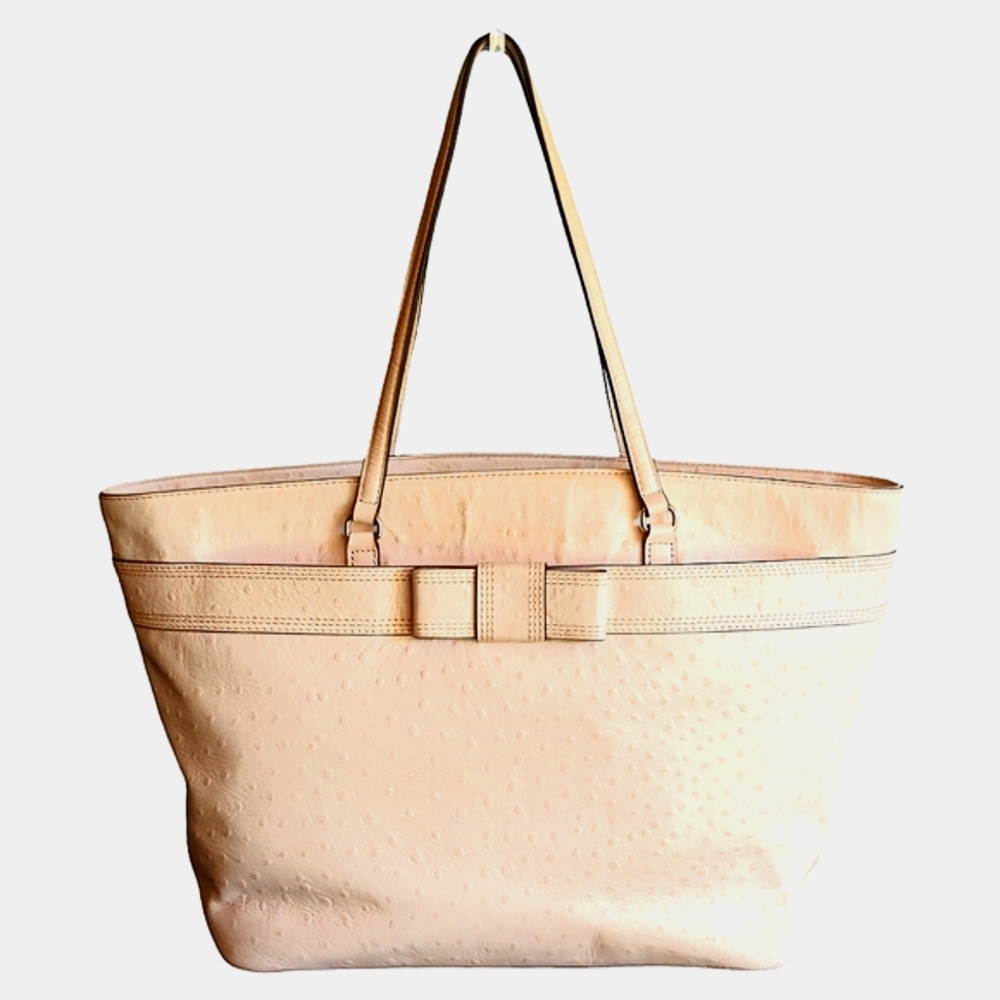 Kate Spade Harmony Valencia Road Large Ostrich Pink Leather Tote with Dustbag